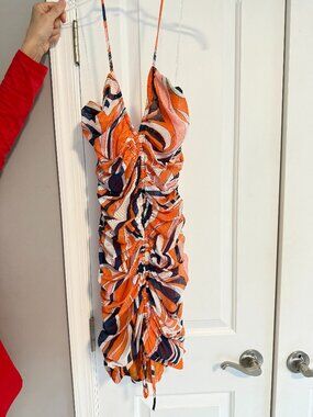 Princess Polly Dresses Orange And Blue Swirl Dress Blue Size 4